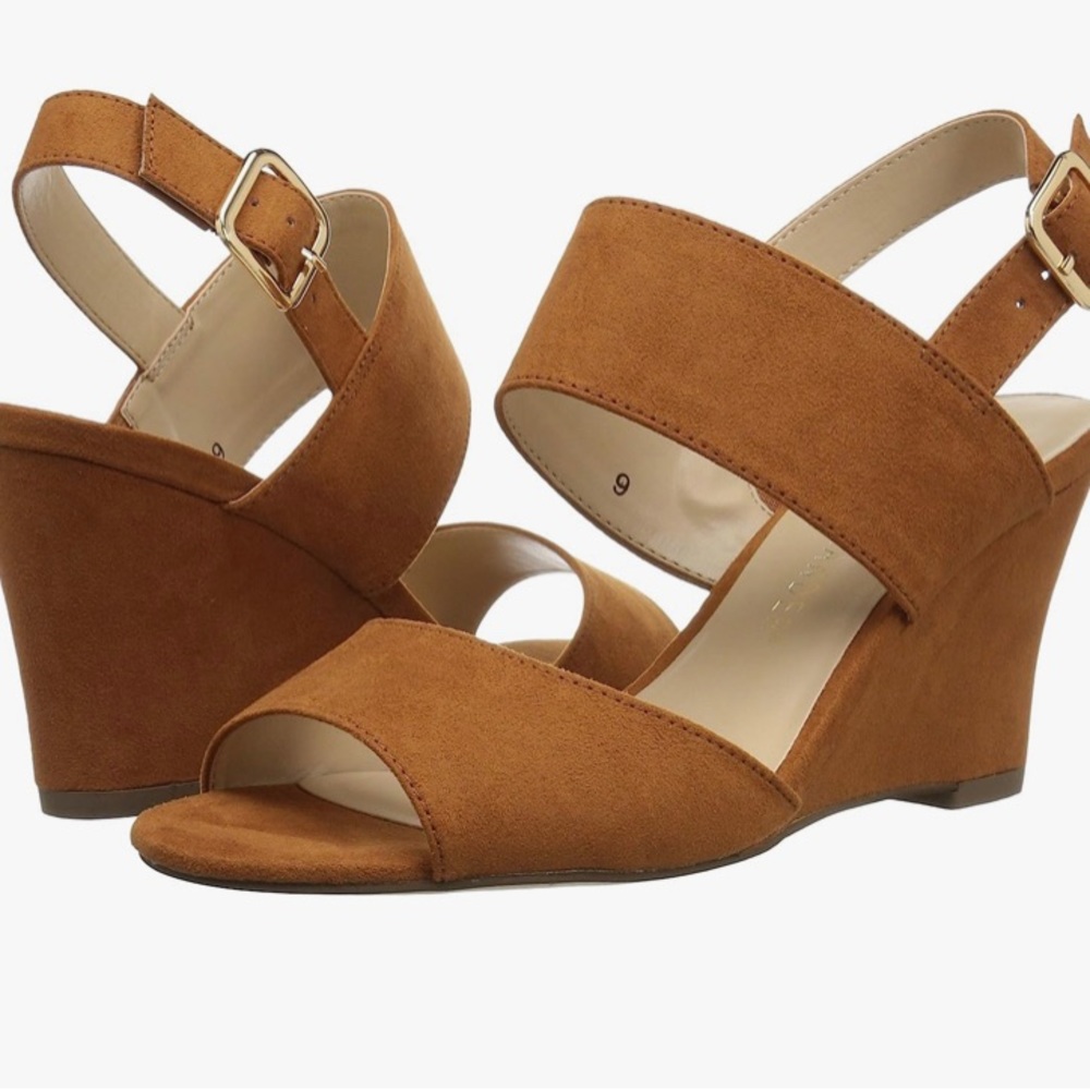 Athena Alexander Slayte Tan/Brown Wedge Suede Heels Size 10